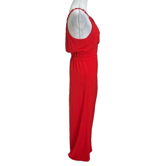 Vix Paula Hermanny Cyndi Wrap Midi Dress Women’s Size Large Red Crinkled Voile - Picture 6 of 16